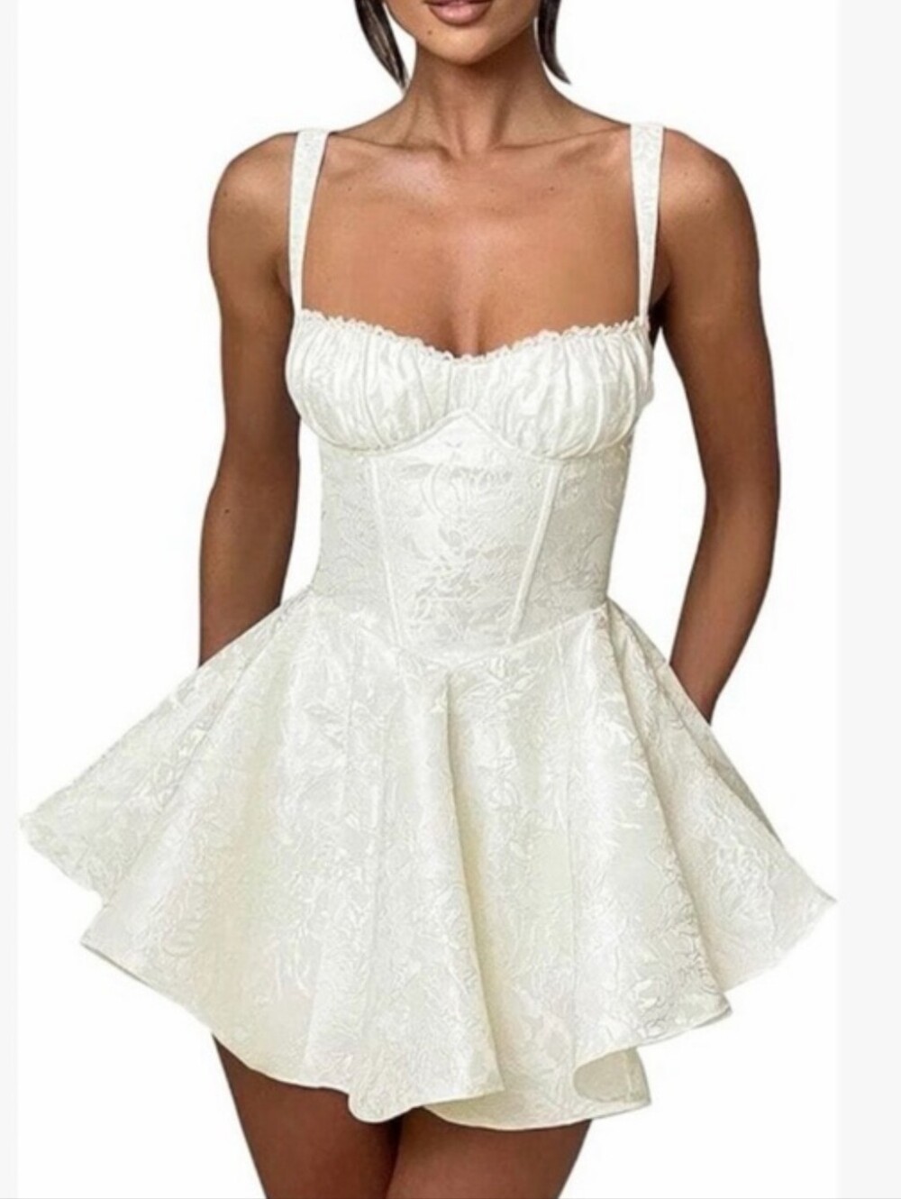 Babyboo White Jacquard Mini Dress